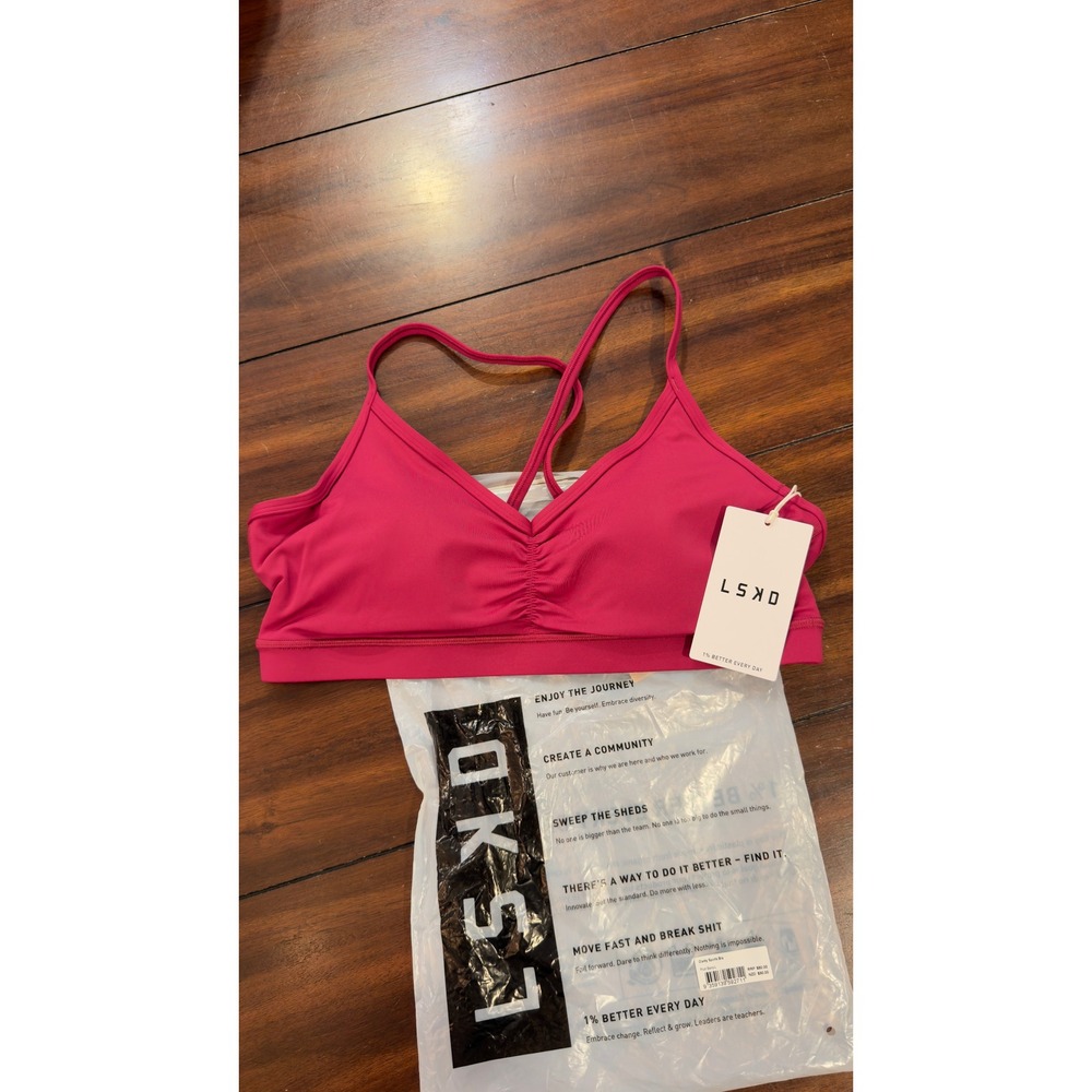 LSKD Clarity Sports Bra Plum Berry Ruched Women's Large NWT NEW - Picture 14 of 16